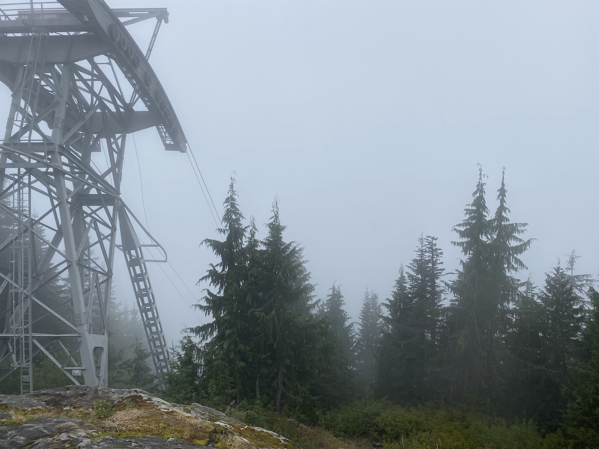 Foggy view taken at the top of Grouse Mountain